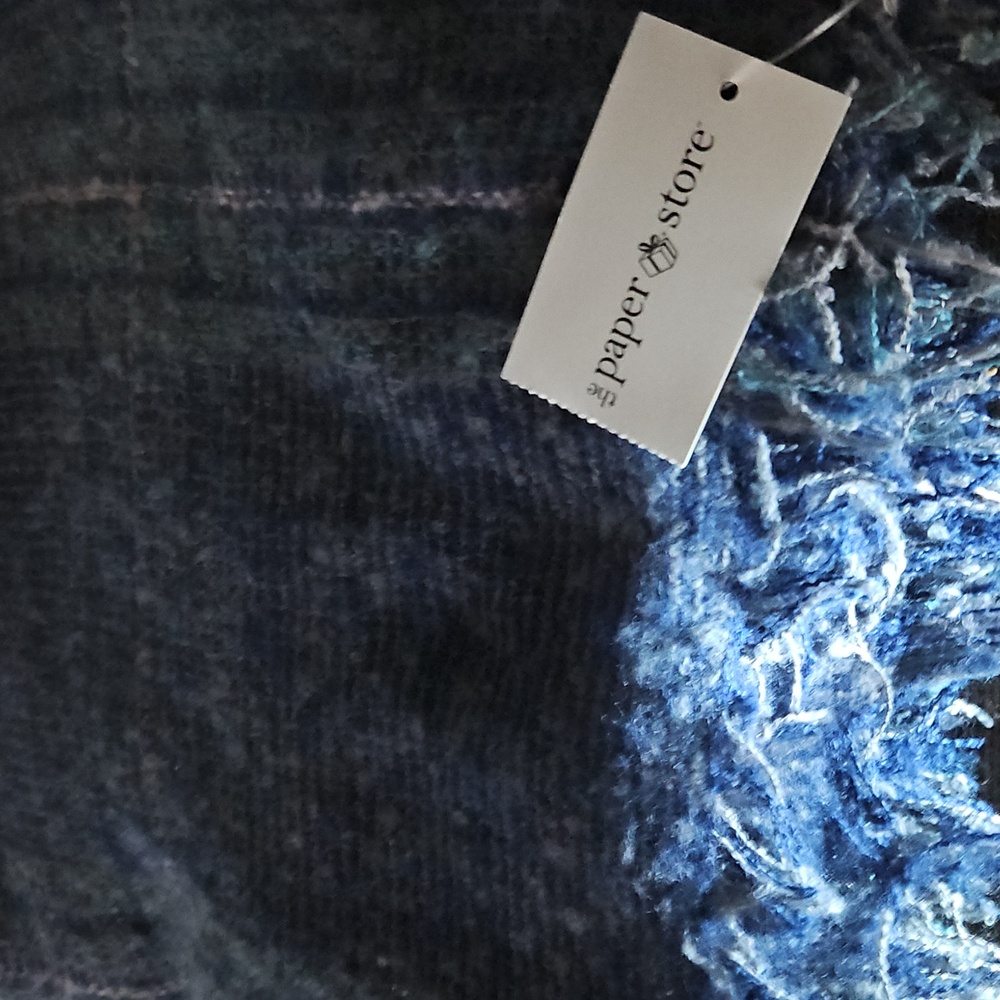 Paper Store Blue Plaid Pashmina Wrap Scarf NWT - Picture 2 of 3